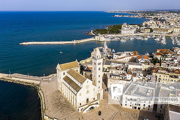 Italy  Province of Barletta-Andria-Trani  Trani  Helicopter view of Trani Cathedral in summer