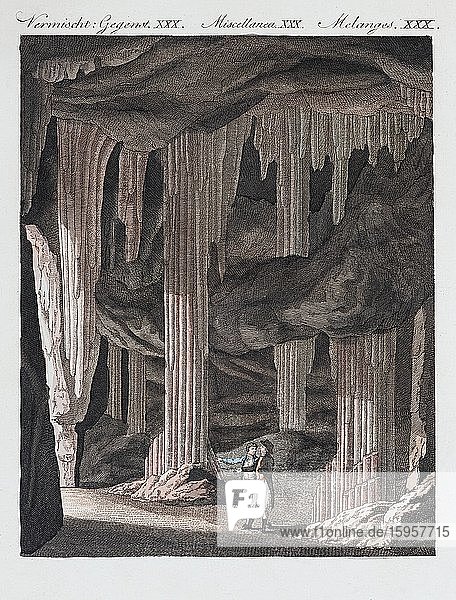 Tropfsteinhöhle bei Slains Schottland handkolorierter Kupferstich aus Friedrich Justin Bertuch Bilderbuch für Kinder 1798 Weimar Deutschland Europa