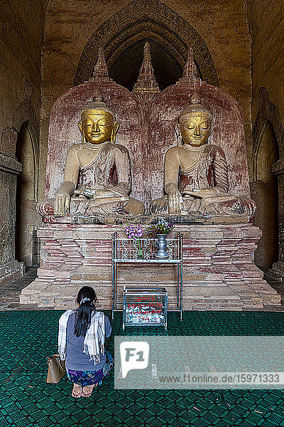 Sitzende Buddhas  Dhammayan-Gyi-Tempel  Bagan (heidnisch)  Myanmar (Burma)  Asien