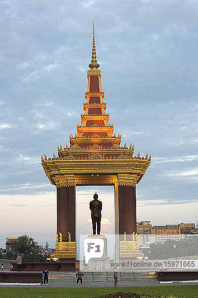 Statue von König Norodom Sihanouk in Phnom Penh  Hauptstadt von Kambodscha  Indochina  Südostasien  Asien