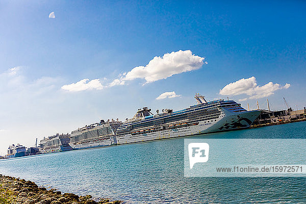 Princess Cruises Kreuzfahrtschiff Coral Princess darf endlich in Miami mit kranken Passagieren mit dem COVID-19-Virus anlegen  Miami  Florida  Vereinigte Staaten von Amerika  Nordamerika