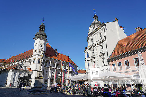 Schloss Maribor und Florian-Säule  Maribor  Slowenien  Europa