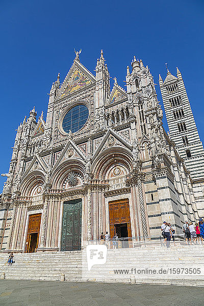 Ansicht der Kathedrale von Siena (Dom) und des Campanile  UNESCO-Weltkulturerbe  Siena  Toskana  Italien  Europa