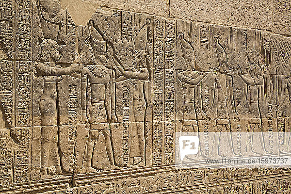 Reliefs  Arsnuphis-Tempel  Isis-Tempel  UNESCO-Weltkulturerbe  Insel Philae  Assuan  Nubien  Ägypten  Nordafrika  Afrika