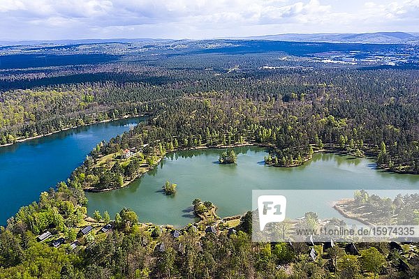 Aerial photos  Kahler Seenplatte with holiday flats and camping sites  Alzenau  Hesse  Germany  Europe