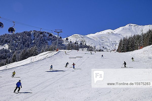 Ski slope Möseralm  ski area Serfaus Fiss Ladis  Tyrol  Austria  Europe