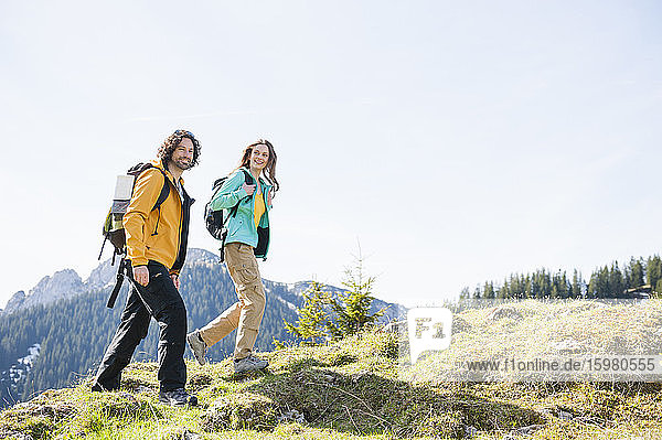 Hiking couple  Wallberg  Bavaria  Germany
