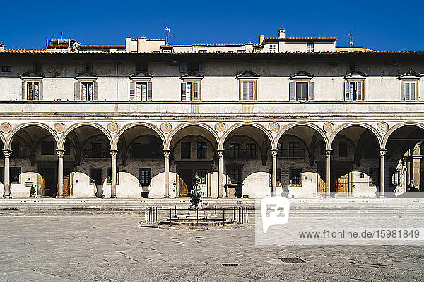 Italy  Tuscany  Florence  Empty Piazza della Santissima Annunziata amid Coronavirus pandemic
