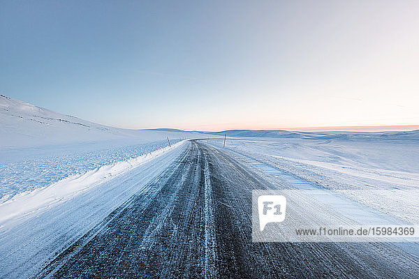 Country road in winter  Berlevag  Norway