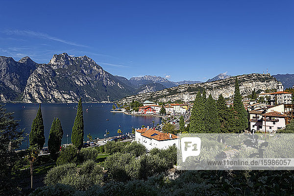 Italy  Trentino  Torbole  Lake Garda  mountains and town