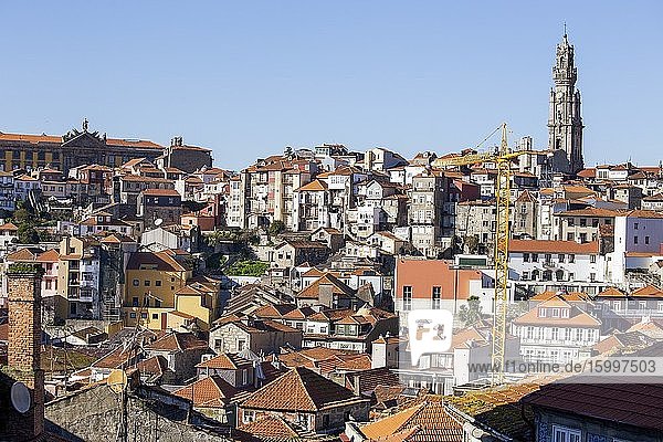 Aerial view of the old town in Porto from the cathedral outlook on January 7  2017 Portugal.