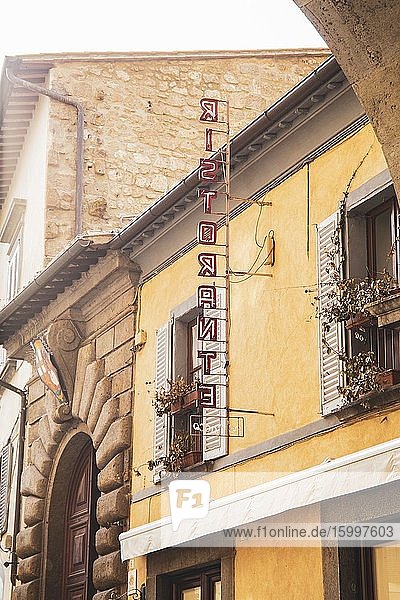Cityscape in the medieval city of Orvieto on February 7 2017 Umbria Italy.