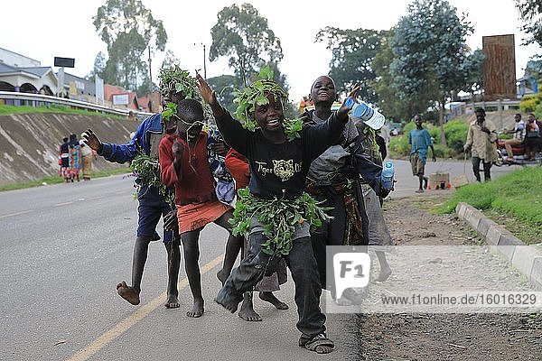 Children  playing in the streets  Kisoro  Uganda  East Africa  Africa