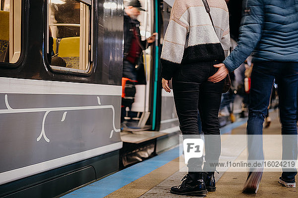 Sexual harassment on a subway platform  paris  france