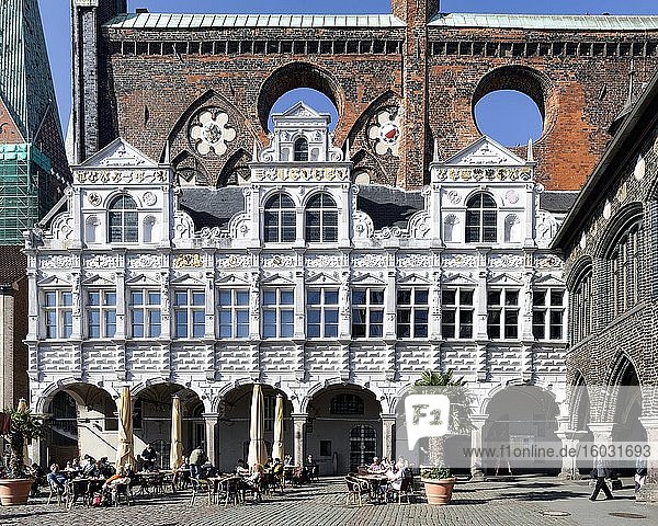 Historic town hall  Renaissance gable at the market  Lübeck  Schleswig-Holstein  Germany  Europe
