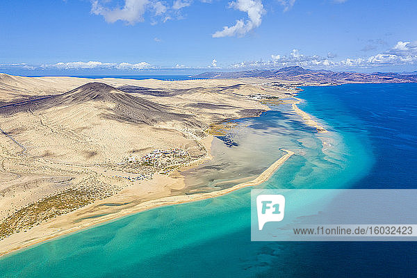 Jandia Peninsula  Risco del Paso  Playas de Sotavento and Laguna de Sotavento  Fuerteventura  Canary Islands  Spain  Atlantic  Europe