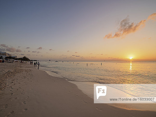 Seven Mile Beach at sunset  George Town  Grand Cayman  Cayman Islands  Caribbean  Central America
