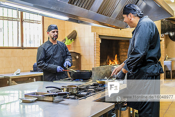 Traditional cooking in restaurant kitchen