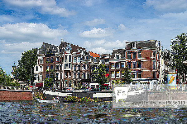 The Netherlands  North Holland Province  Amsterdam  Old town buildings at Amstel river