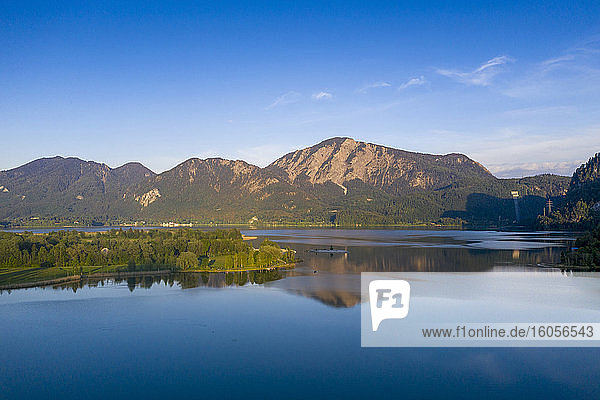 Germany  Bavaria  Upper Bavaria  Loisachtal  Jochberg mountain and Lake Kochel