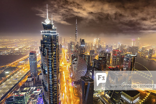 Das Stadtzentrum von Dubai vom Al Habtoor City-Komplex aus gesehen; Dubai  Vereinigte Arabische Emirate