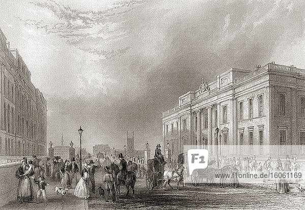 Fishmongers' Hall  London  England  19th century. From The History of London: Illustrated by Views in London and Westminster  published c.1838.