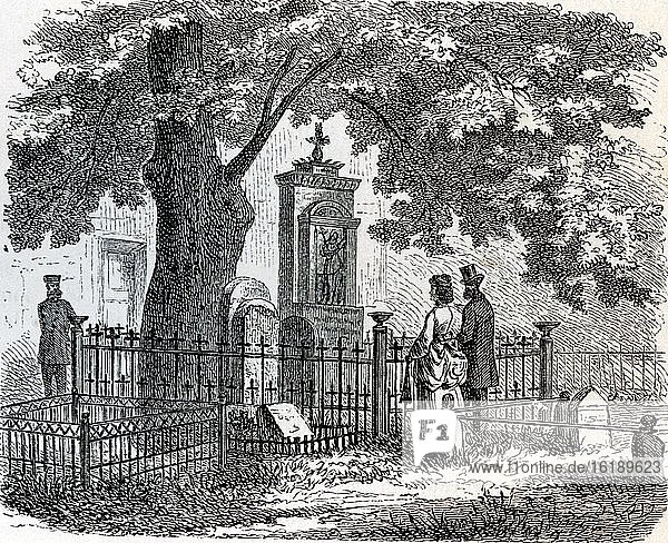 Klopstock's tomb in Ottensen  Historical illustration from Otto von Leixner  Illustrated history of German literature  Leipzig and Berlin 1880  Germany  Europe