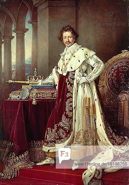 Stieler Joseph Karl - König Ludwig I. in seinem Krönungsornat - Deutsche Schule - 19.