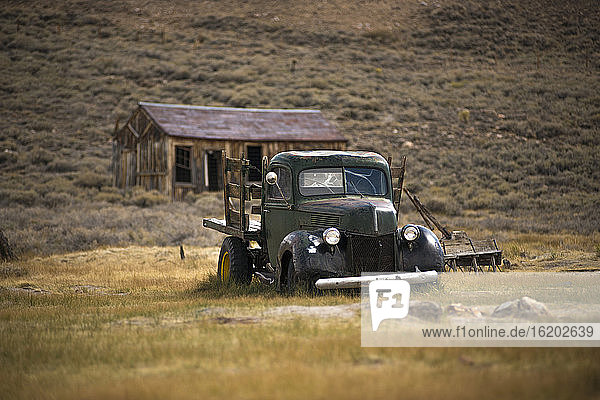 Abandoned pick up truck in Bodie ghost town  Bodie National Park  California  USA