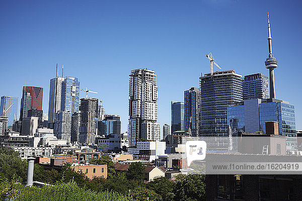 Stadtbild mit CN Tower und Wolkenkratzer-Skyline  Toronto  Kanada