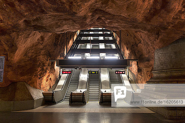 Escalator at Radhuset Metro Station, Stockholm, Sweden
