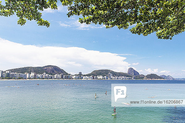 Copacabana, Sugar Loaf Mountain in background, Rio de Janeiro, Brazil