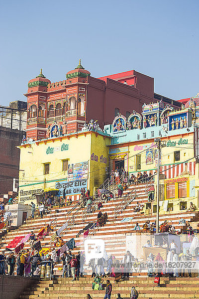 View towards Gauri Kedareshwar Temple at Vijaya Nagaram and Kedar Ghat  Varanasi  Uttar Pradesh  India  Asia