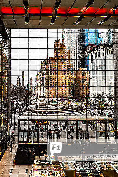 Columbus Circle shopping area view  Manhattan  New York  United States of America  North America