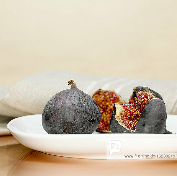 Figs on plate  close-up