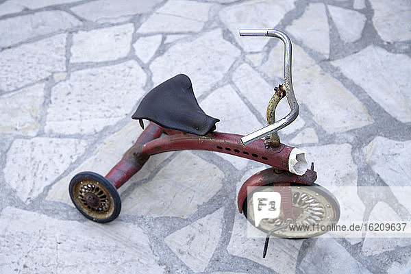 France  Red Tricycle  close-up
