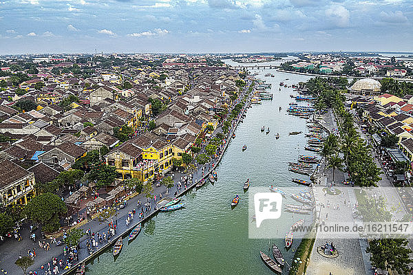 Vietnam  Hoi An  Old town and river  aerial view