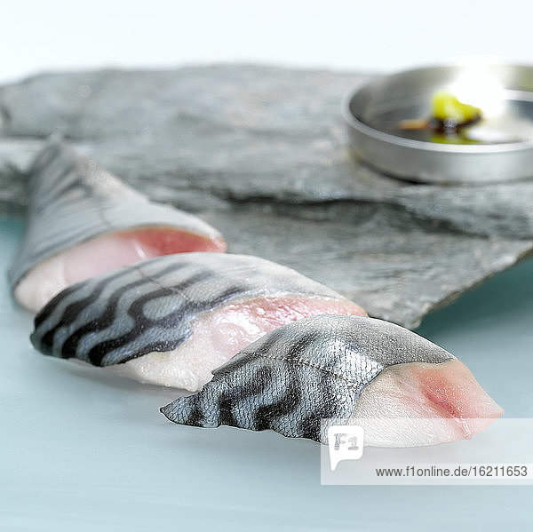 Mackerel sashimi  close-up