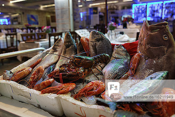 Europe  Turkey  Istanbul  Fish restaurant on Galata Bridge