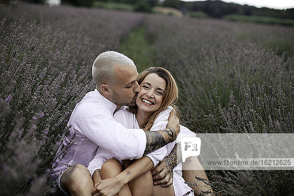 Couple on lavender field