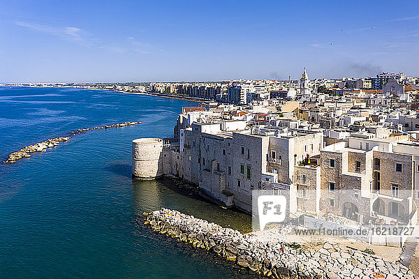 Italy  Province of Bari  Molfetta  Drone view of Mediterranean old town in summer