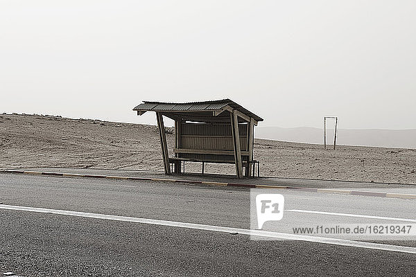 Israel  View of empty bus stop shelter