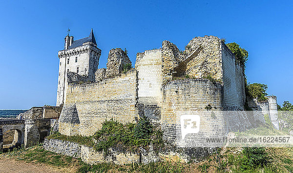 France, Center-Val de Loire, Indre-et-Loire, Royal Fortress of Chinon view from the moat
