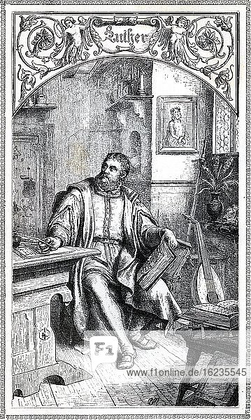 Luther at Wartburg  drawing by A. Noack. Historical illustration from Otto von Leixner: Illustrated history of German literature. Leipzig and Berlin 1880  First volume