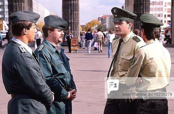 Brandenburg Gate with VOPOS and police officers from West Berlin  Berlin Festival of Unity  Berlin  Germany  Europe