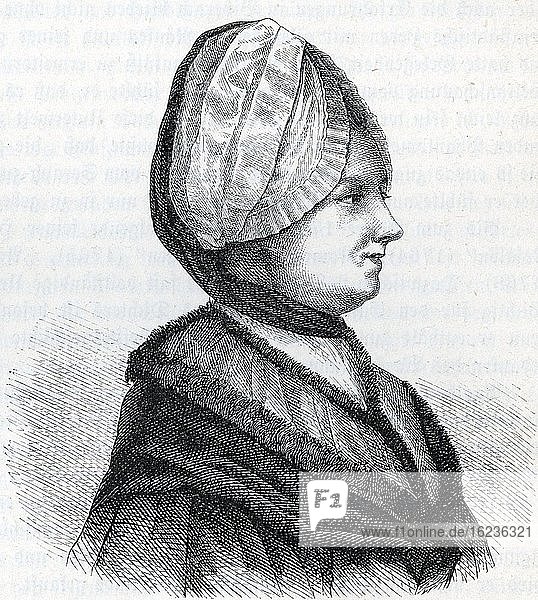 Sophie de la Roche, Historische Illustration aus Otto von Leixner: Illustrirte Geschichte des deutschen Schrifttums, Leipzig und Berlin 1880, Deutschland, Europa