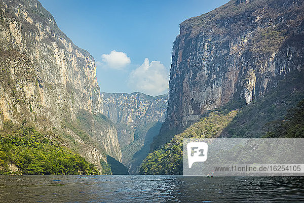 View of Sumidero Canyon  which is represented on the Chiapas state seal  Sumidero Canyon National Park; Chiapas  Mexico