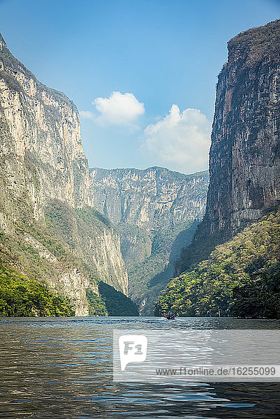 View of Sumidero Canyon  which is represented on the Chiapas state seal  Sumidero Canyon National Park; Chiapas  Mexico