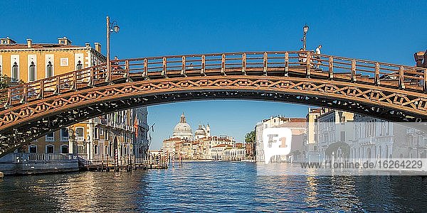 Brücke Ponte dell'Accademia  Canal Grande  hinten Kirche Santa Maria della Salute  Venedig  Italien  Europa