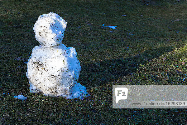 Germany  leftovers of snowman on a meadow